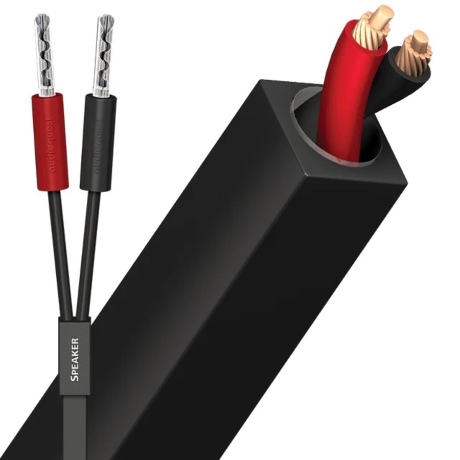 AUDIOQUEST Q2 3M pair speaker cable. Silver banana